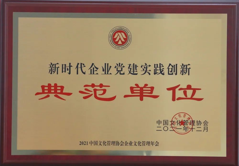 集團(tuán)獲評2021年度新時代企業(yè)黨建實踐創(chuàng)新·典范單位